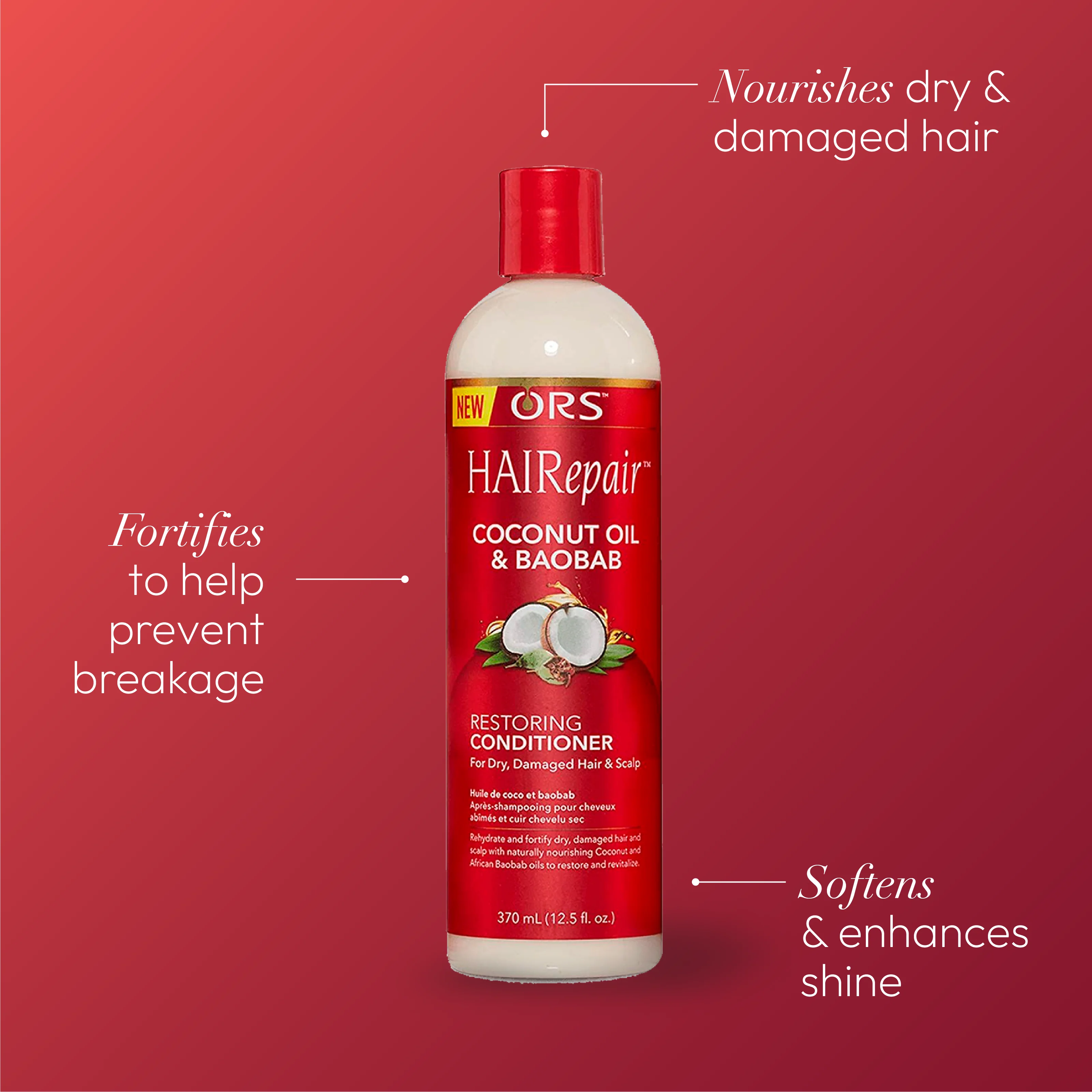 ORS HAIRepair Coconut Oil and Baobab Restoring Conditioner for Dry, Damage Hair & Scalp (12.5 oz) - Image 3