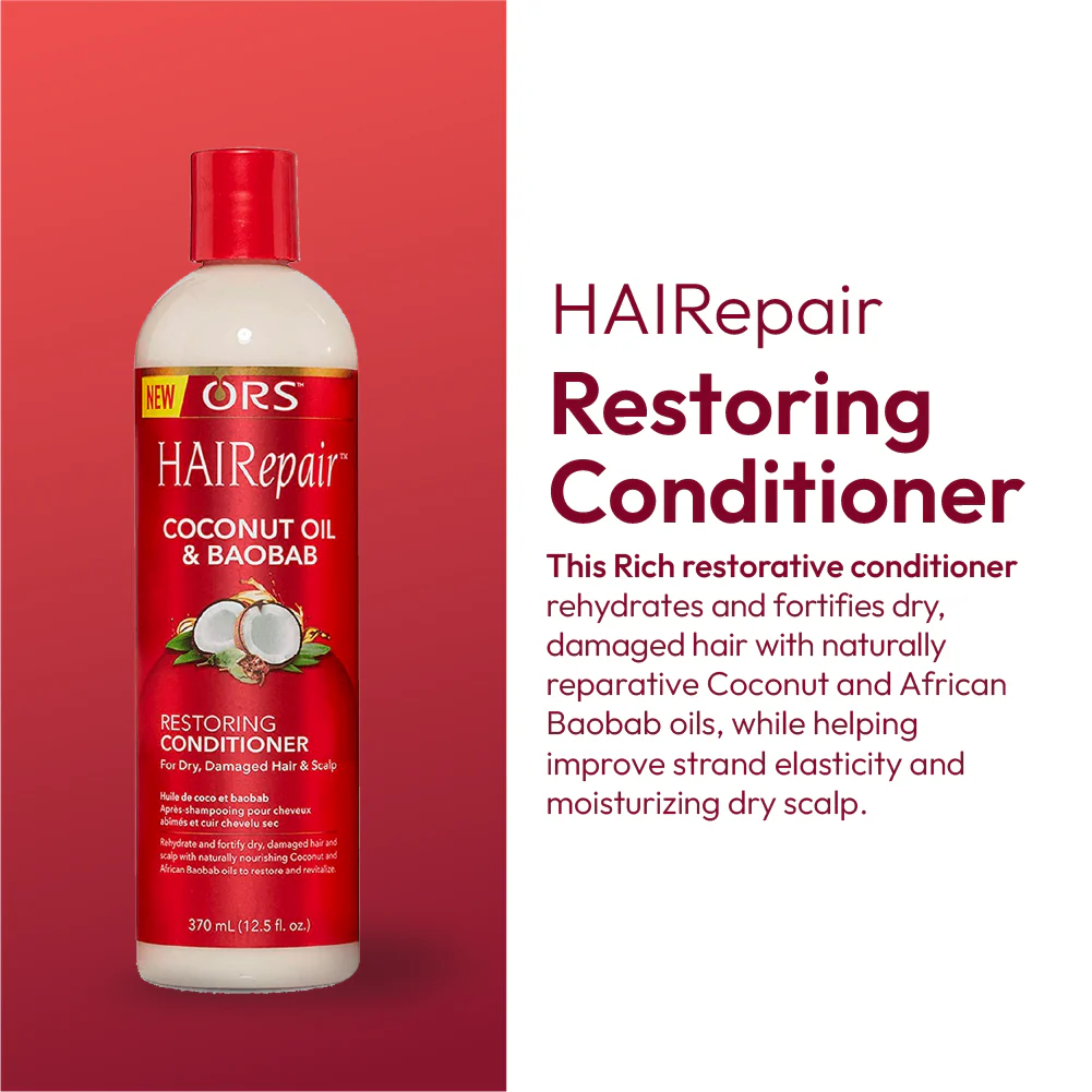 ORS HAIRepair Coconut Oil and Baobab Restoring Conditioner for Dry, Damage Hair & Scalp (12.5 oz) - Image 4
