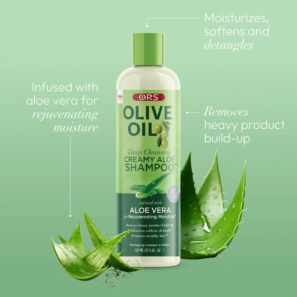 ORS Olive Oil Deep Cleansing Creamy Aloe Shampoo for Rejuvenating Moisture (12.5 oz) - Image 3
