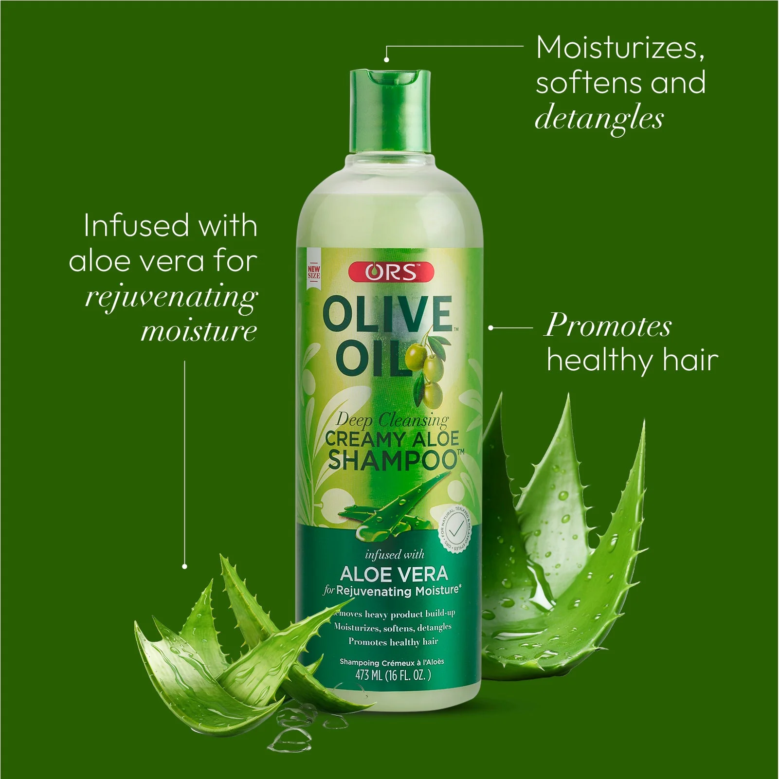 ORS Olive Oil Deep Cleansing Creamy Aloe Shampoo for Rejuvenating Moisture (16.0 oz) - Image 3