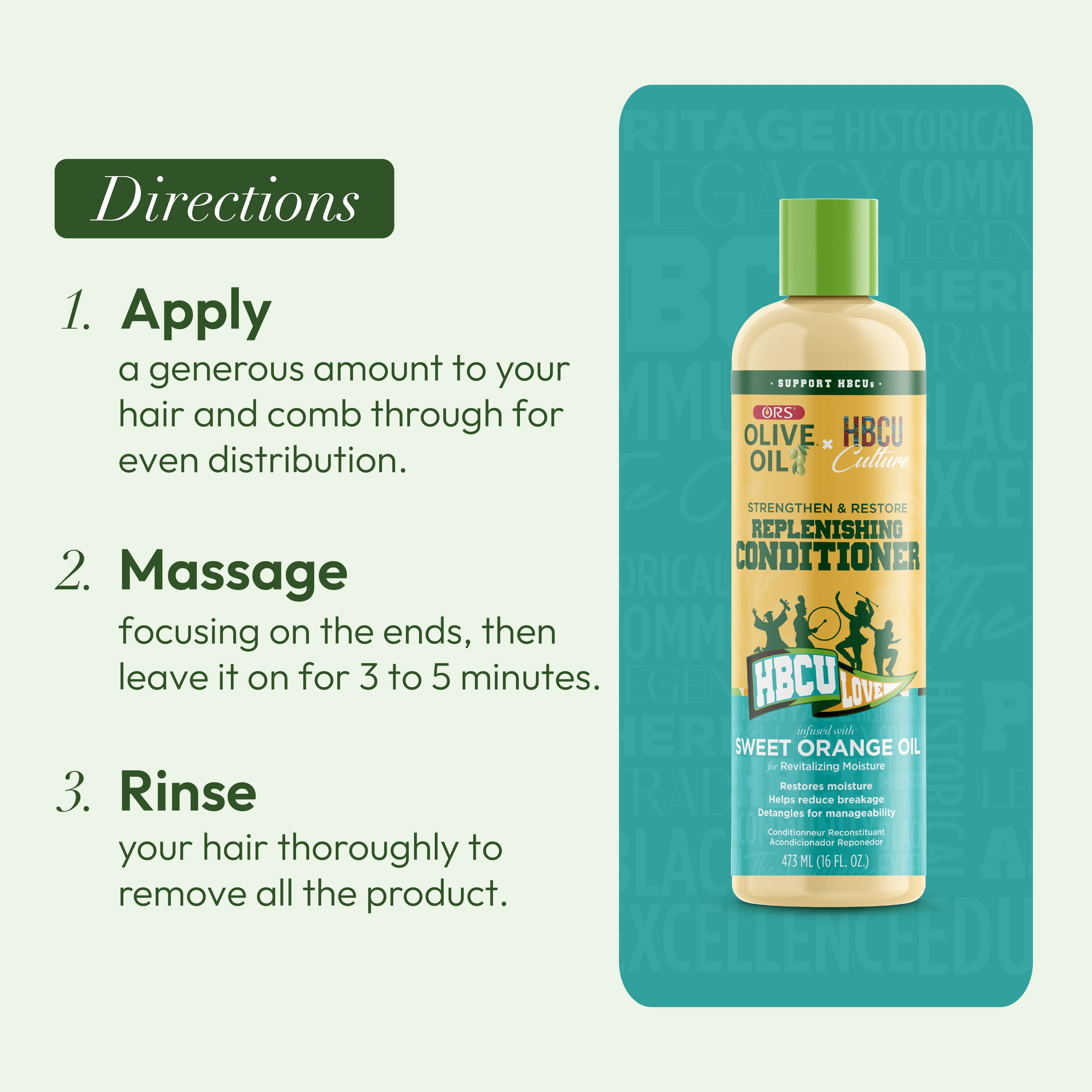 ORS Olive Oil HBCU Strengthen and Restore Replenishing Conditioner for Revitalizing Moisture (16.0 oz) - Image 10